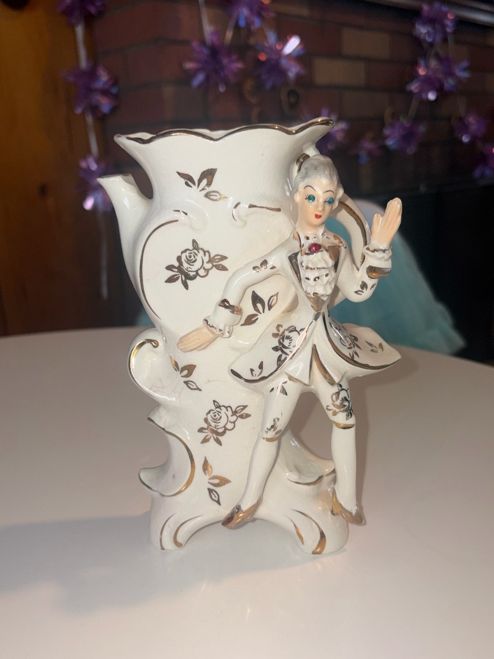 vintage mid-century porcelain spill vase